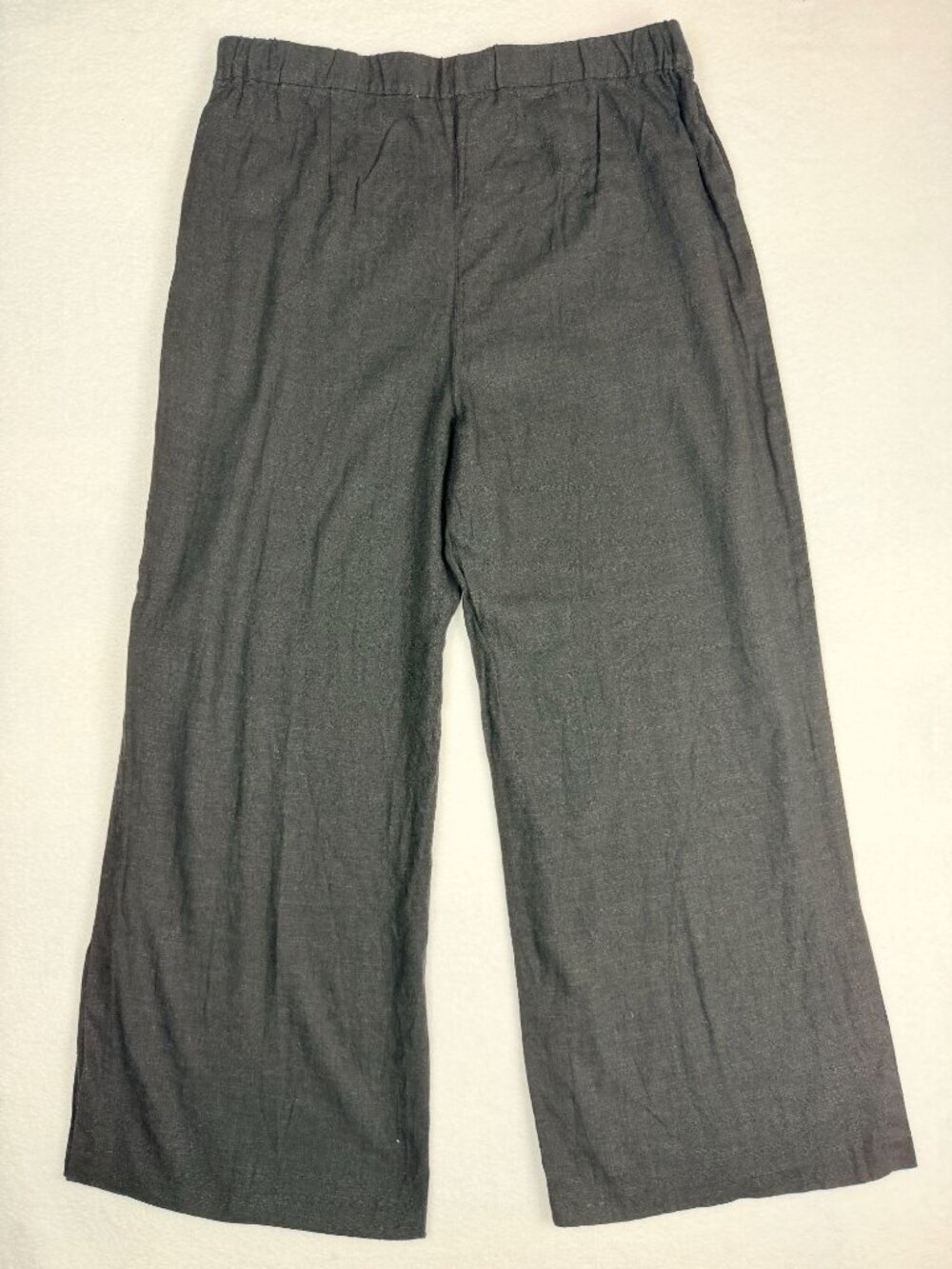 Halston Womens Black Wide-Leg Linen Viscose Blend Pants Size 12 Side-Zip Closure - Picture 2 of 14
